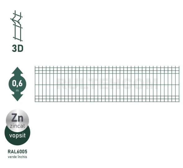 Панель для забора оцинкованная и крашенная (зеленый) OPTIMA D-3,7 H-0,6м L-2,5м - image 1