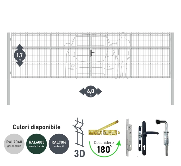 Ворота OPTIMA 3D H-1,7м L-6,0м (D100) RAL7040 - image 1