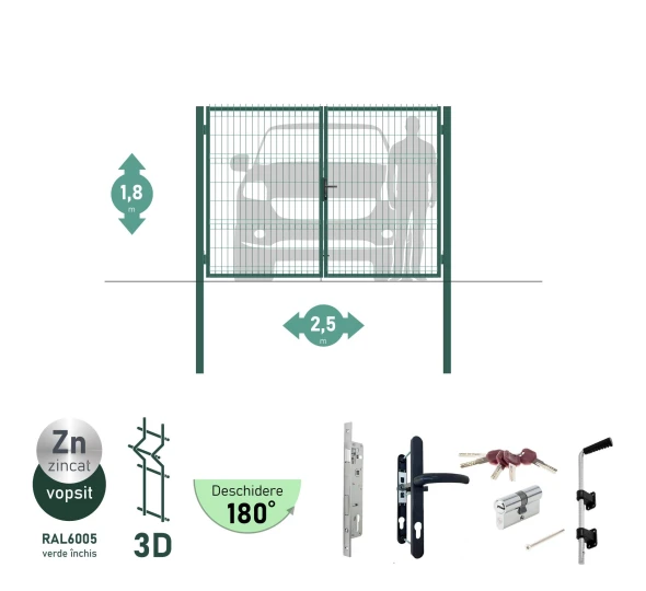 Ворота OPTIMA 3D H-1,8м L-2,5м (D80) RAL7040 - image 3