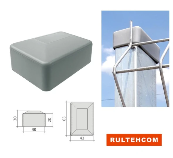 Capac exterior din plastic pentru stilp si teava de 60x40 mm gri - image 1