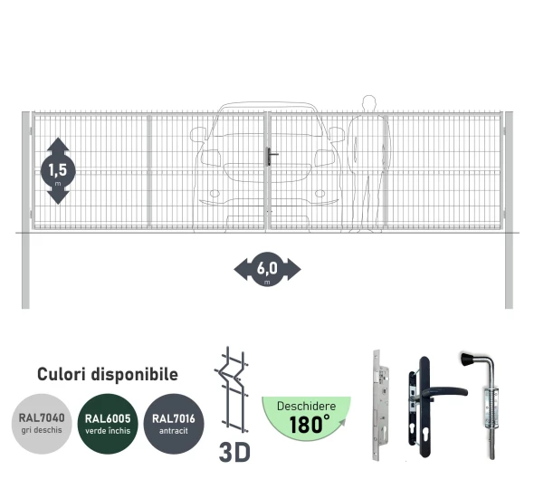 Ворота OPTIMA 3D H-1,5м L-6,0м (D100) RAL7040 - image 2