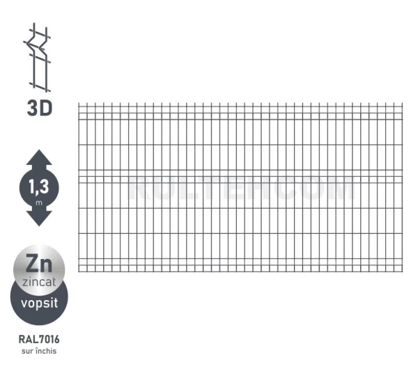 Панель для забора оцинкованная и крашенная (антрацит) ECO D-3,2 H-1,3м L-2,5м - image 1