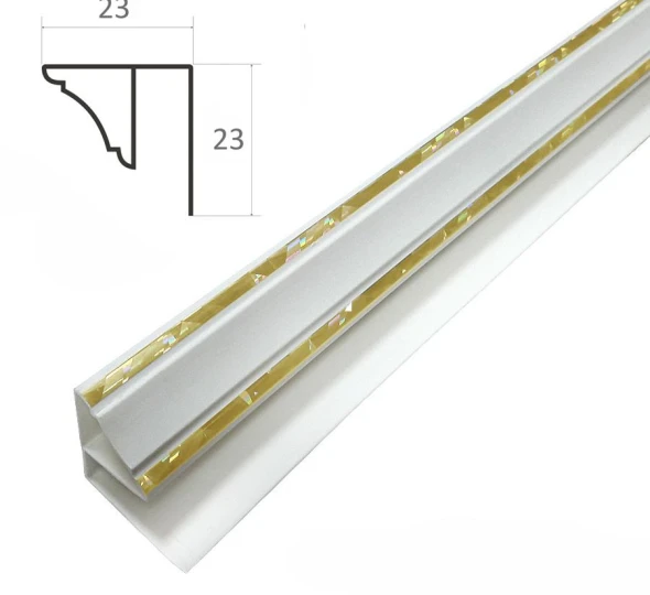 Плинтус ПВХ L-2,9м - белый HGL (золотая полоса) - image 1