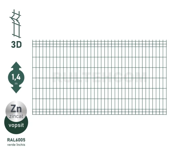Панель для забора оцинкованная и крашенная (зеленый) OPTIMA D-3,7 H-1,4м L-2,5м - image 1