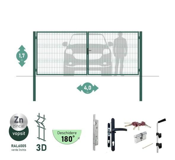 Poarta auto batanta OPTIMA 3D H-1,7m L-4,0m (D100) RAL6005 - image 1