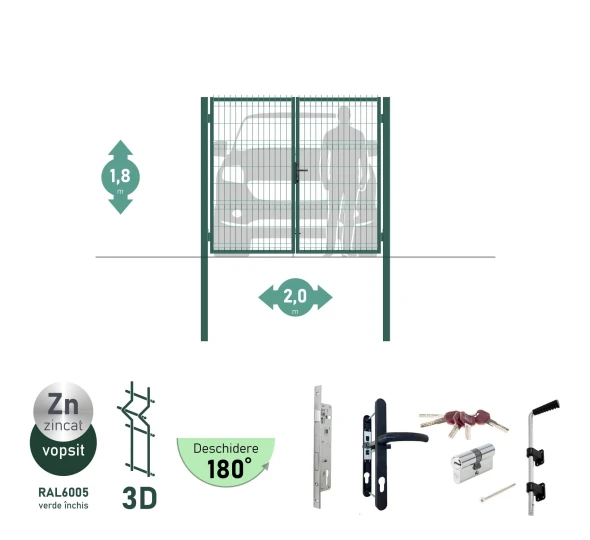 Ворота OPTIMA 3D H-1,8м L-2,0м (D80) RAL7040 - image 3