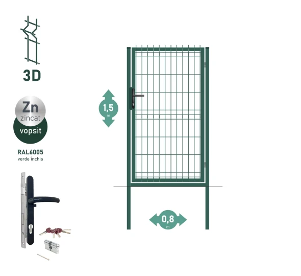 Калитка OPTIMA 3D H-1,5м L-0,8м RAL6005 - image 1