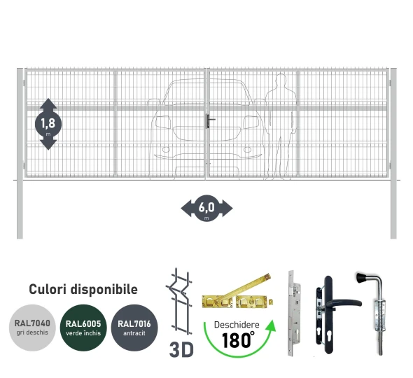 Ворота OPTIMA 3D H-1,8м L-6,0м (D100) RAL7040 - image 1