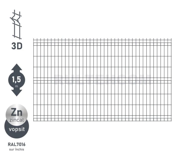 Панель для забора оцинкованная и крашенная (антрацит) OPTIMA D-3,7 H-1,5м L-2,5м - image 1