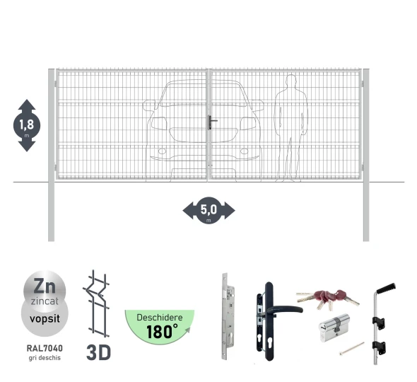Ворота OPTIMA 3D H-1,8м L-5,0м (D100) RAL7040 - image 1