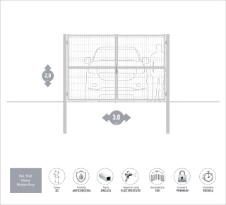 Ворота OPTIMA 3D H-2,0м L-3,0м (D100) RAL7040