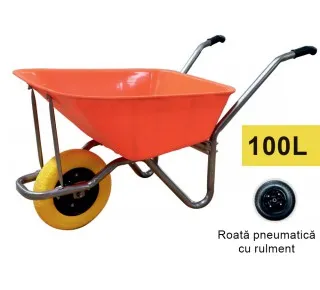 Тачка 100L (пластик) с пневматическим колесом на подшипнике