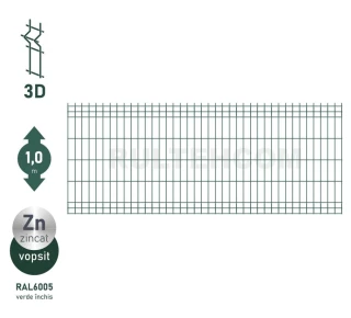 Панель для забора оцинкованная и крашенная (зеленый) OPTIMA D-3,7 H-1,0м L-2,5м