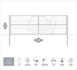 Ворота OPTIMA 3D H-1,7м L-5,0м (D100) RAL7040