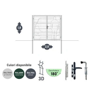 Ворота OPTIMA 3D H-1,8м L-2,0м (D80) RAL7040