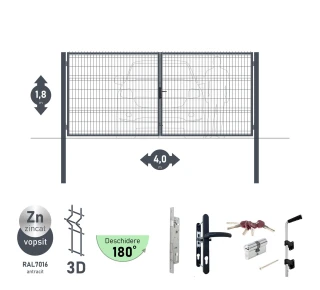 Ворота OPTIMA 3D H-1,8м L-4,0м (D100) RAL7016