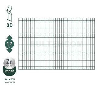 Панель для забора оцинкованная и крашенная (зеленый) PROTECTO D-4,1 H-1,7м L-2,5м