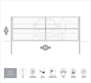 Ворота OPTIMA 3D H-1,8м L-5,0м (D100) RAL7040