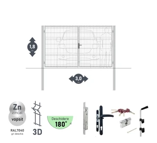 Ворота OPTIMA 3D H-1,8м L-3,0м (D100) RAL7040