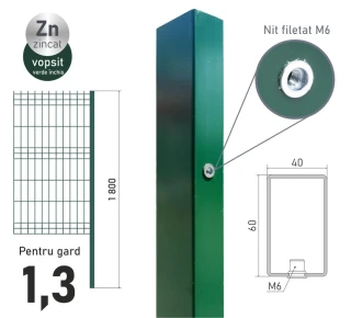 Столб оцинкованный ЕСО 13 (60х40x1,2) L-1,8м крашенный RAL6005