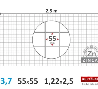 Сетка для габионов 55х55мм D-3,7мм 1,22х2,5м