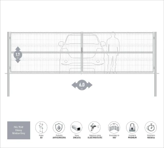 Ворота OPTIMA 3D H-1,7м L-6,0м (D100) RAL7040