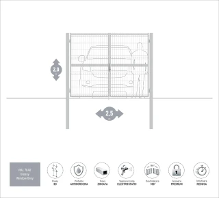 Ворота OPTIMA 3D H-2,0м L-2,5м (D100) RAL7040