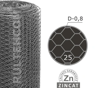 Сетка шестигранная оцинкованная 25 мм D-0,8 мм L-25 м