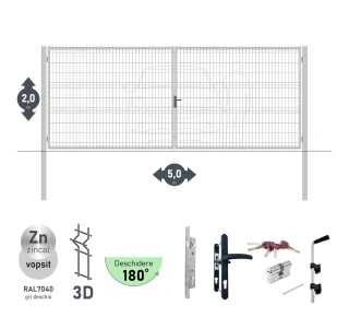 Ворота OPTIMA 3D H-2,0м L-5,0м (D100) RAL7040