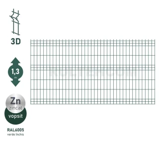 Панель для забора оцинкованная и крашенная (зеленый) OPTIMA D-3,7 H-1,3м L-2,5м