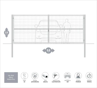 Ворота OPTIMA 3D H-2,0м L-5,0м (D100) RAL7040