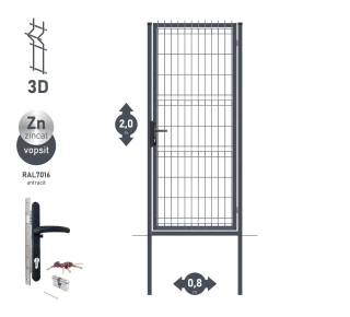 Калитка OPTIMA 3D H-2,0м L-0,8м RAL7016