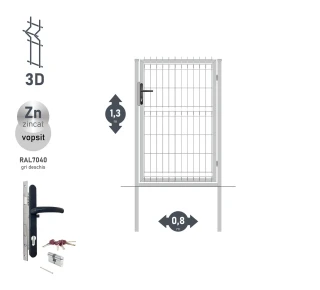 Калитка OPTIMA 3D H-1,3м L-0,8м RAL7040