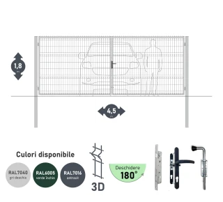 Ворота OPTIMA 3D H-1,8м L-4,5м (D100) RAL7040