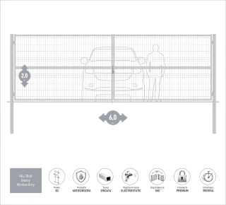 Ворота OPTIMA 3D H-2,0м L-6,0м (D100) RAL7040