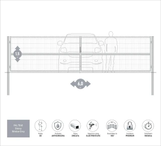 Ворота OPTIMA 3D H-1,5м L-6,0м (D100) RAL7040