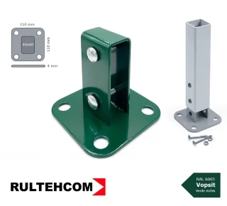 Пятка для столба 60x40 зеленая RAL6005