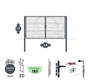 Ворота OPTIMA 3D H-1,7м L-3,0м (D100) RAL7016