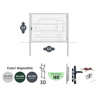 Ворота OPTIMA 3D H-2,0м L-2,5м (S100) RAL7040