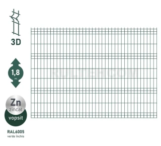Панель для забора оцинкованная и крашенная (зеленый) OPTIMA D-3,7 H-1,8м L-2,5м