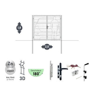 Ворота OPTIMA 3D H-1,8м L-2,0м (D80) RAL7040 - image thumb 2