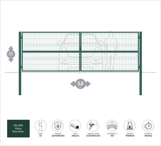 Ворота OPTIMA 3D H-1,7м L-5,0м (D100) RAL6005