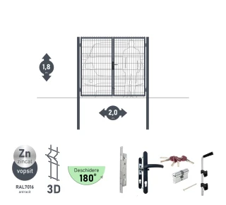 Ворота OPTIMA 3D H-1,8м L-2,0м (D80) RAL7040 - image thumb 4