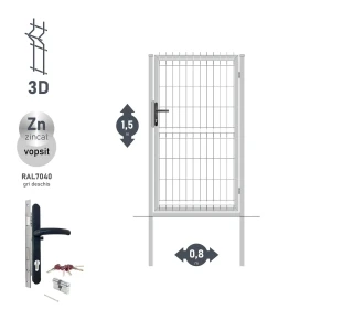 Калитка OPTIMA 3D H-1,5м L-0,8м RAL7040