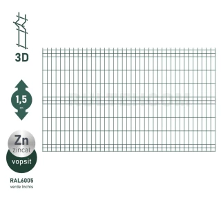 Панель для забора оцинкованная и крашенная (зеленый) PROTECTO D-4,1 H-1,5м L-2,5м