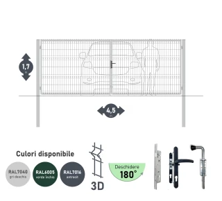Ворота OPTIMA 3D H-1,7м L-4,5м (D100) RAL7040