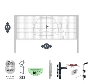 Poarta auto batanta OPTIMA 3D H-1,8m L-4,5m (D100) RAL7040 - image thumb 2