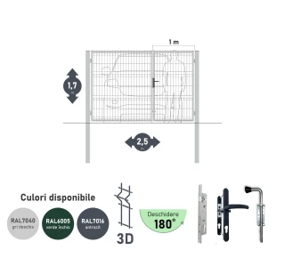 Ворота OPTIMA 3D H-1,7м L-2,5м (H100) RAL7040