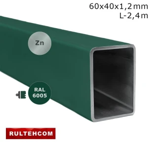 Труба профильная оцинкованная 60х40x1,2 мм L-2,4 м RAL6005