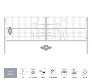 Ворота OPTIMA 3D H-1,8м L-6,0м (D100) RAL7040